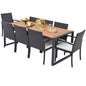 9 Pieces Patio Rattan Dining Set with Acacia Wood Table for Backyard Garden
