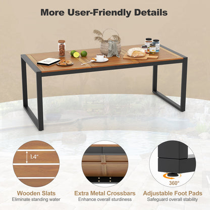 9 Pieces Patio Rattan Dining Set with Acacia Wood Table for Backyard Garden