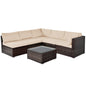 6 Pieces Patio Rattan Furniture Set with Cushions