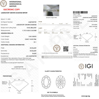 IGI Certified Lab Grown Pink White Diamond Designer Engagement Ring