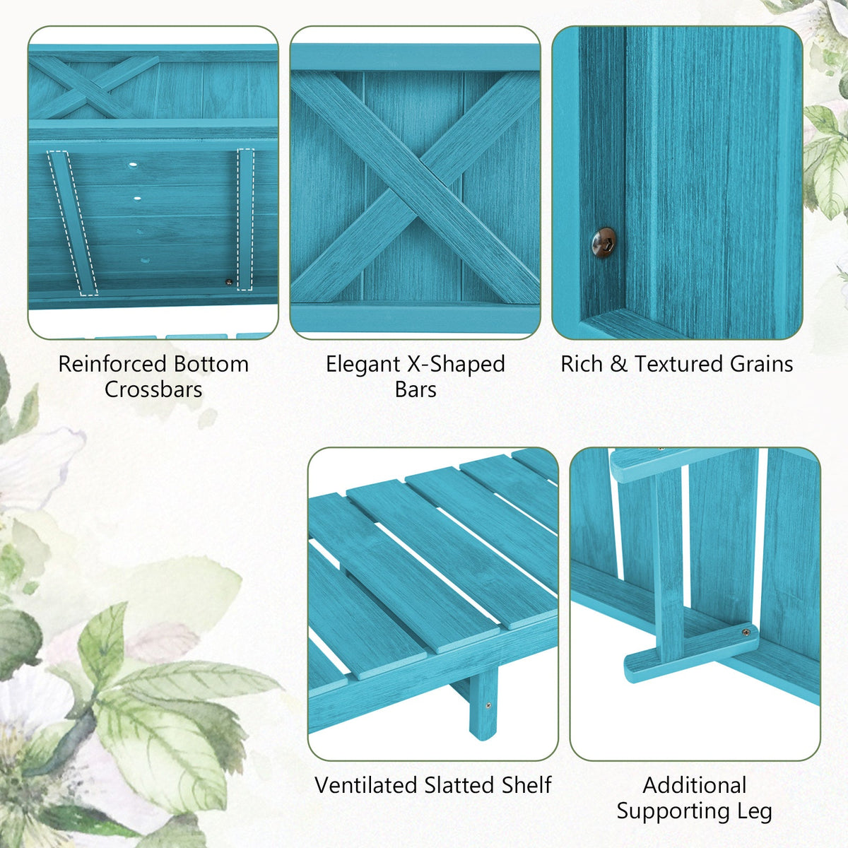 Poly Wood Elevated Planter Box with Legs Storage Shelf Drainage Holes