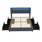 Full/Queen Size Bed Frame with Adjustable Storage Headboard and Wooden Slat Support