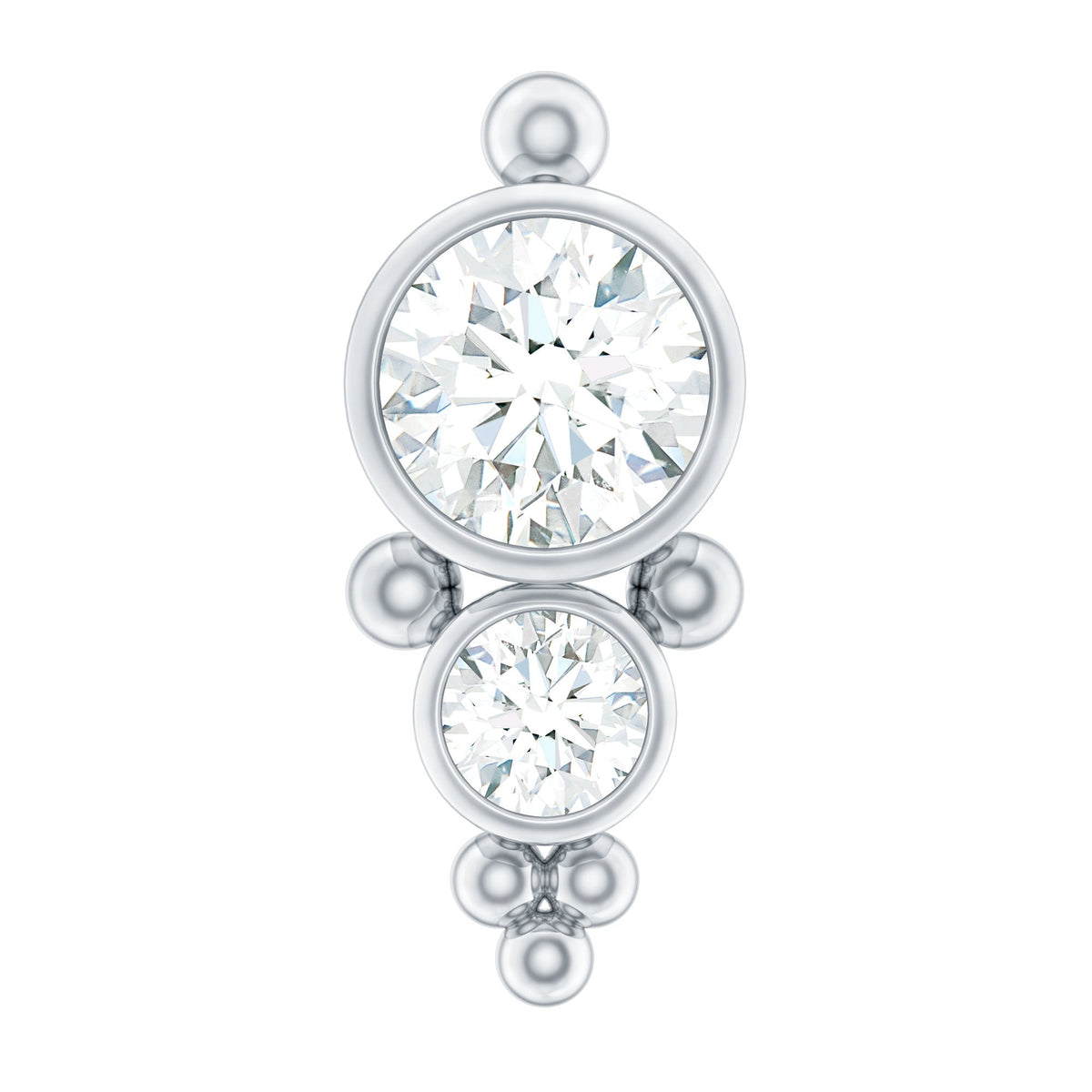 Simple Bezel Set Moissanite Two Stone Tragus Earring