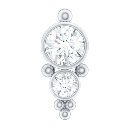 Simple Bezel Set Moissanite Two Stone Tragus Earring