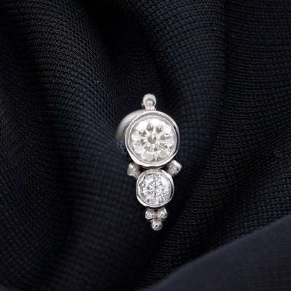 Simple Bezel Set Moissanite Two Stone Tragus Earring