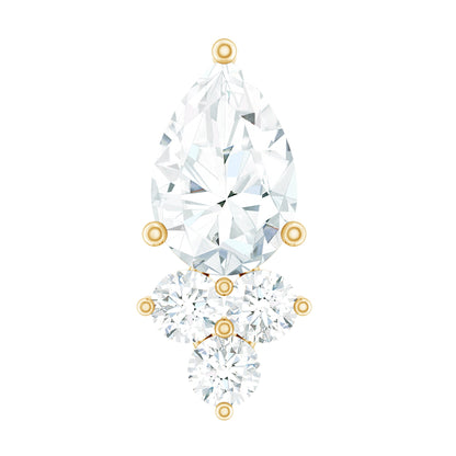 Pear and Round Moissanite Cluster Cartilage Earring