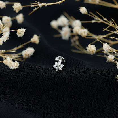 Round Cut Natural Diamond Flower Nose Stud For Women