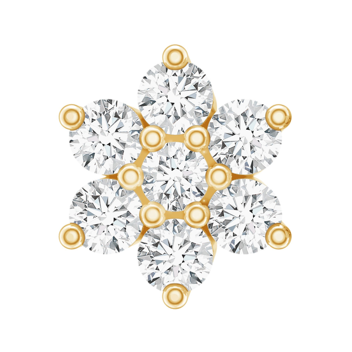 Round Cut Natural Diamond Flower Nose Stud For Women