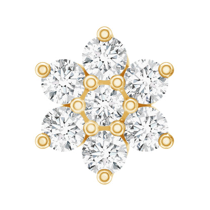 Round Cut Natural Diamond Flower Nose Stud For Women