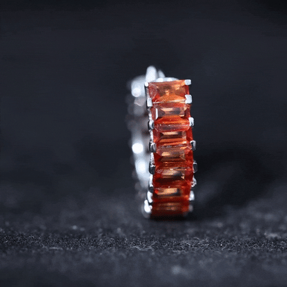 Baguette Cut Lab Grown Orange Sapphire Conch Hoop Earring