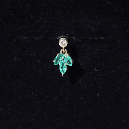 Marquise Emerald Leaf Earring for Helix Piercing