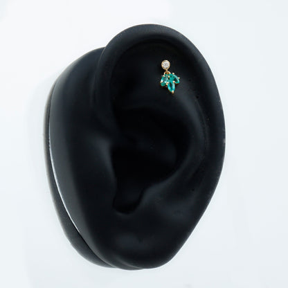 Marquise Emerald Leaf Earring for Helix Piercing