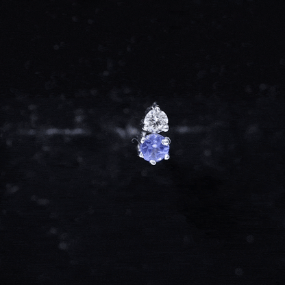 Round Cut Tanzanite Diamond Two Stone Conch Earring