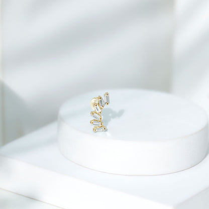 Certified Natural Baguette Diamond Crawler Earring