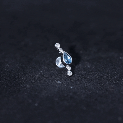 London Blue Topaz Ear Crawler Earring with Diamond
