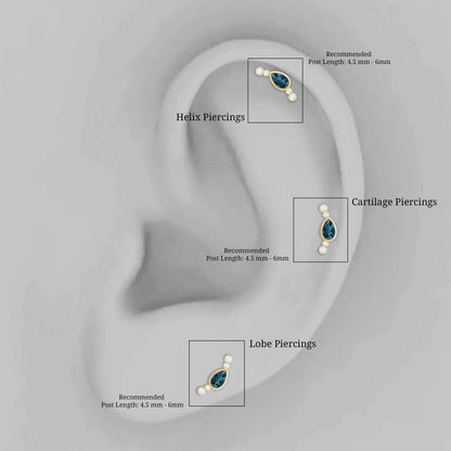 London Blue Topaz Ear Crawler Earring with Diamond