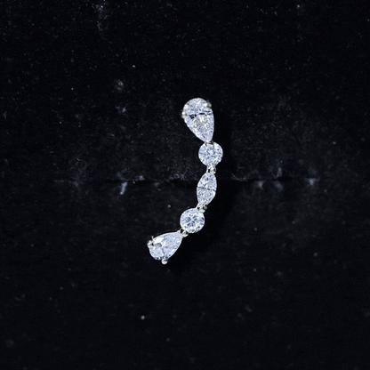 Certified Moissanite Curved Crawler Earring for Helix Piercing