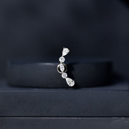 Certified Moissanite Curved Crawler Earring for Helix Piercing