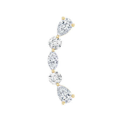 Certified Moissanite Curved Crawler Earring for Helix Piercing