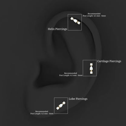 Natural Three Diamond Cartilage Earring with Flat Back