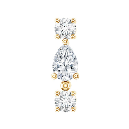 Natural Three Diamond Cartilage Earring with Flat Back