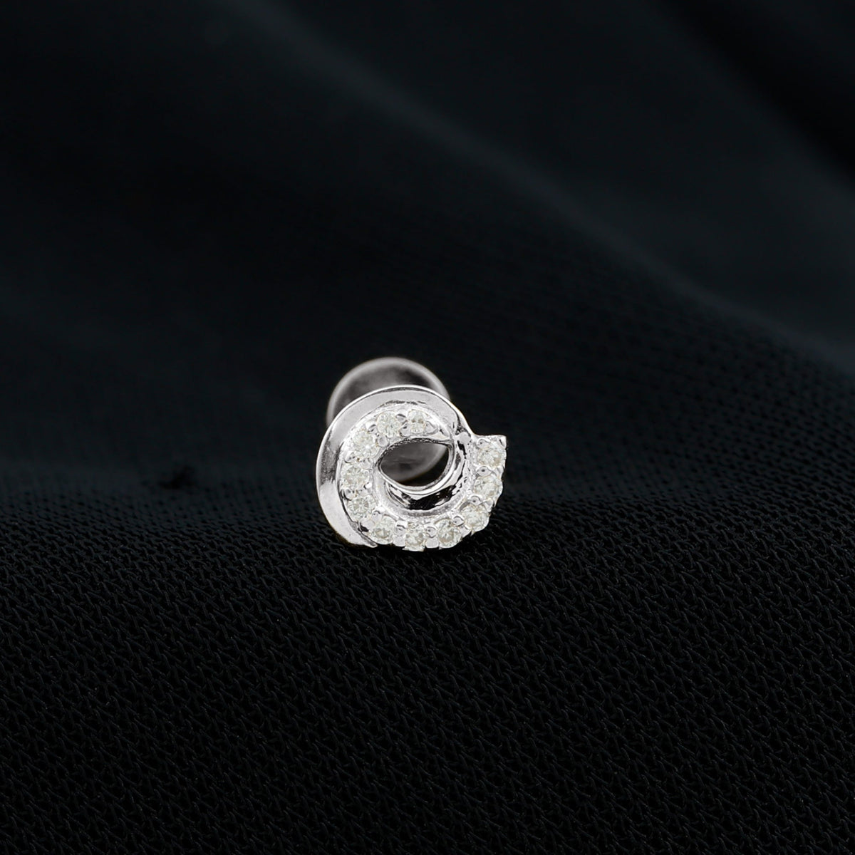 Moissanite Swirl Earring for Second Hole Piercing