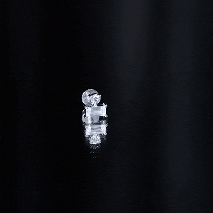 Baguette and Round Cut Moissanite Tragus Earring