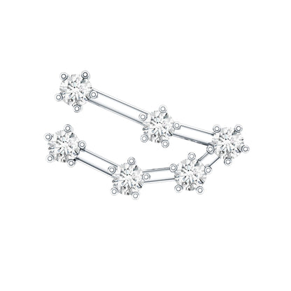 Certified Moissanite Capricorn Zodiac Ear Crawler Earring