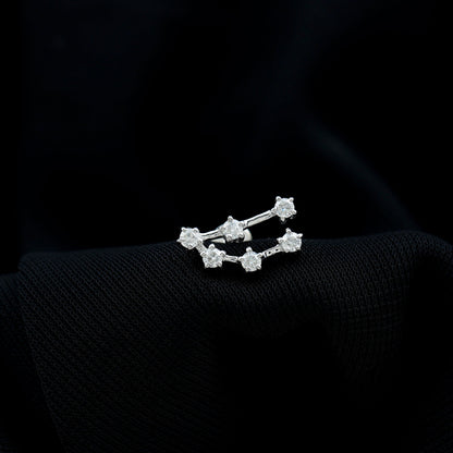 Certified Moissanite Capricorn Zodiac Ear Crawler Earring