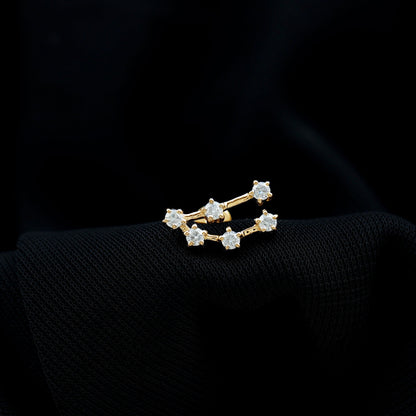 Certified Moissanite Capricorn Zodiac Ear Crawler Earring
