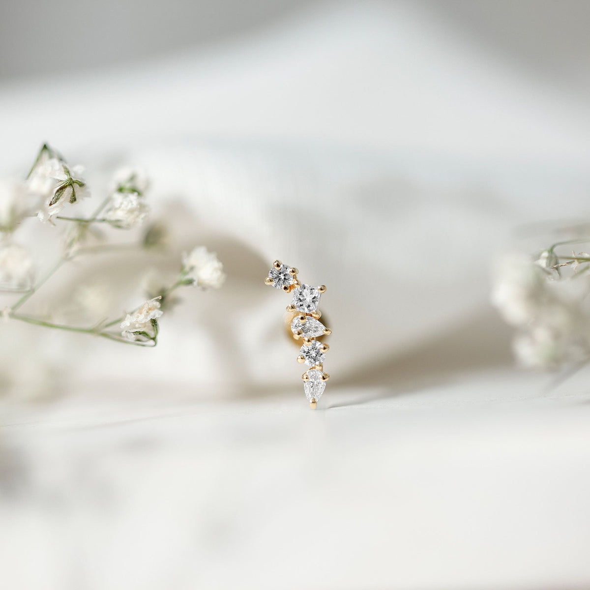 Unique Diamond Crawler Earring for Helix Piercing