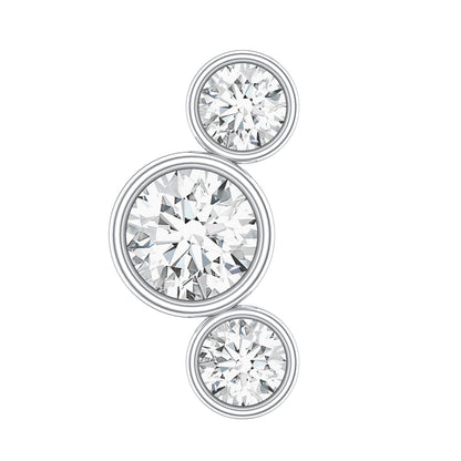 Bezel Set Diamond Three Stone Earring for Helix Piercing