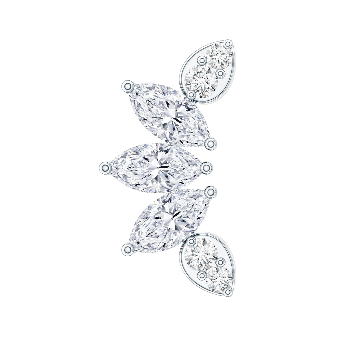Marquise Diamond Leaf Crawler Earring for Helix Piercing