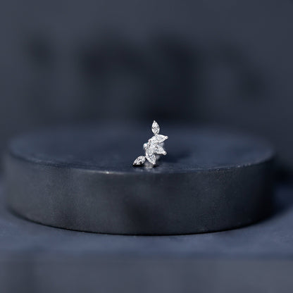 Marquise Diamond Leaf Crawler Earring for Helix Piercing