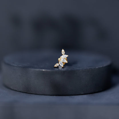 Marquise Diamond Leaf Crawler Earring for Helix Piercing