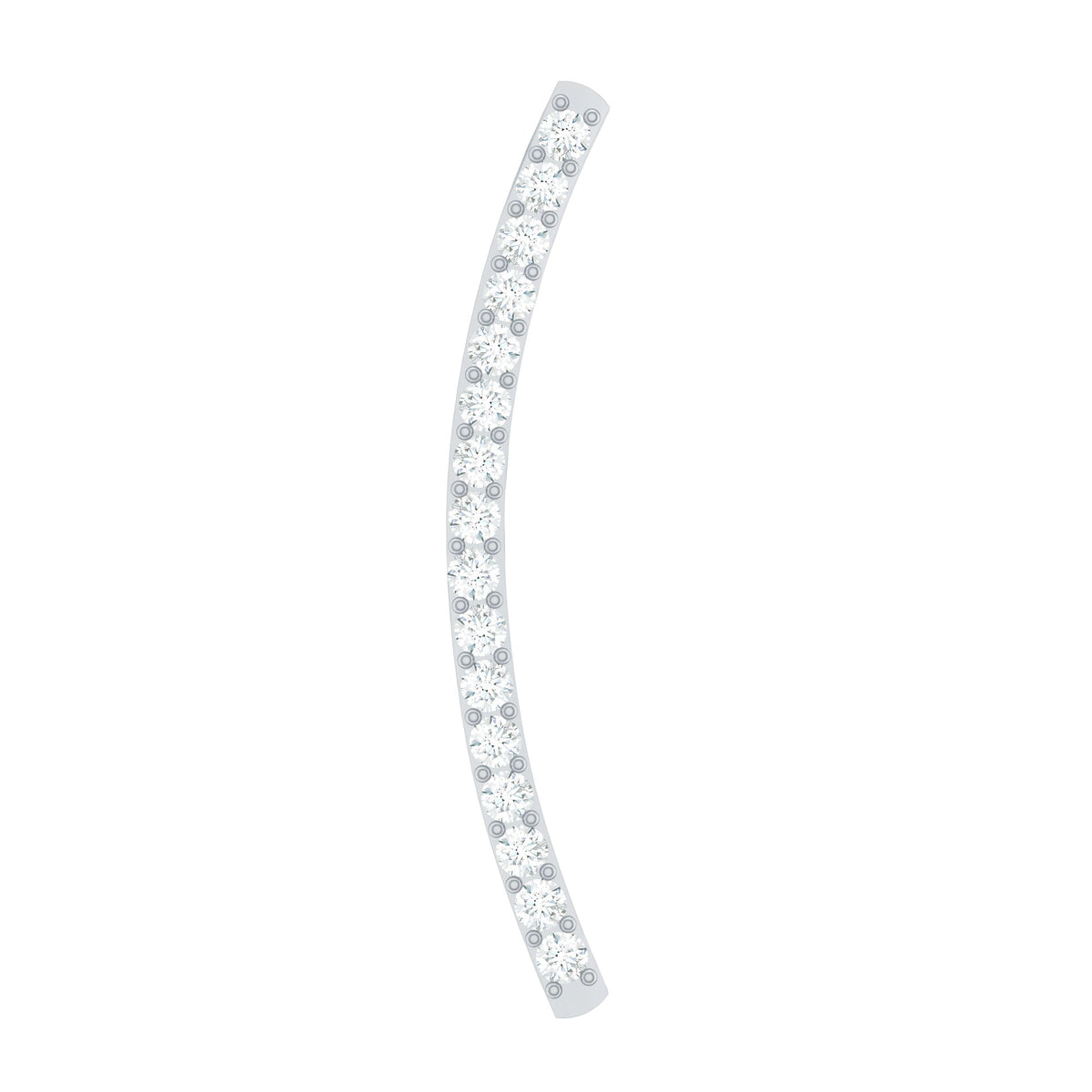 Pave Set Diamond Curved Bar Earring for Cartilage Piercing