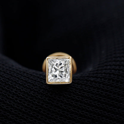 Princess Cut Diamond Conch Earring in Bezel Setting