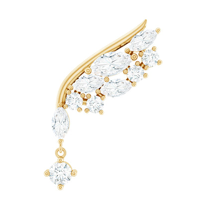 Brilliant Cut Diamond Wing Helix Drop Earring with Flat Back