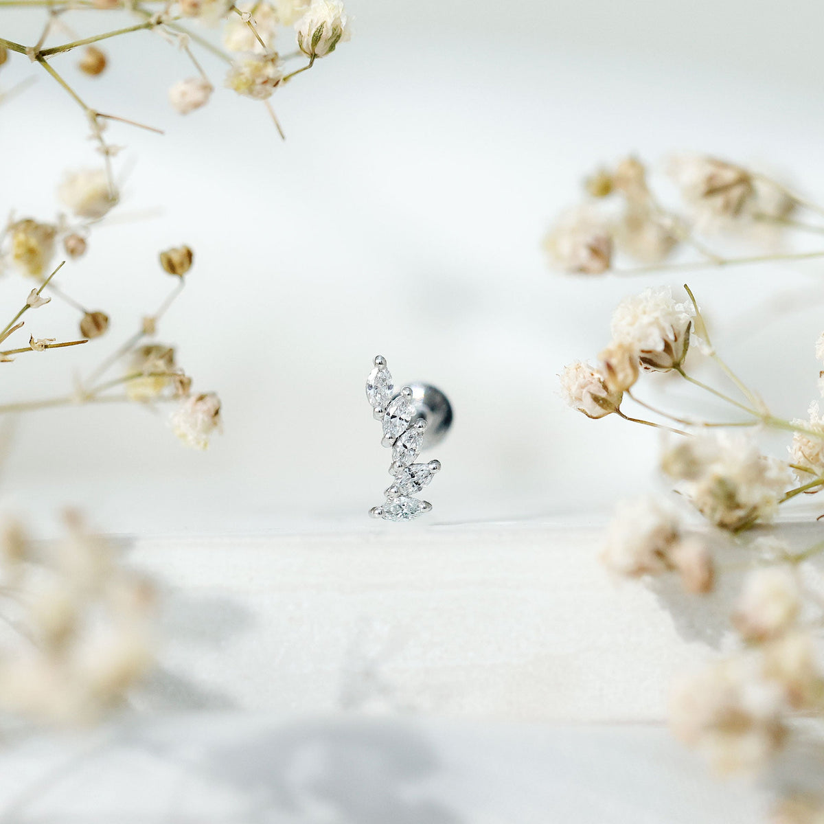 Marquise Diamond Crawler Earring for Helix Piercing