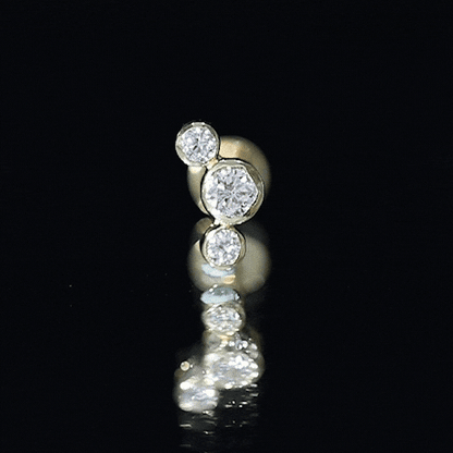 Bezel Set Diamond Three Stone Earring for Helix Piercing