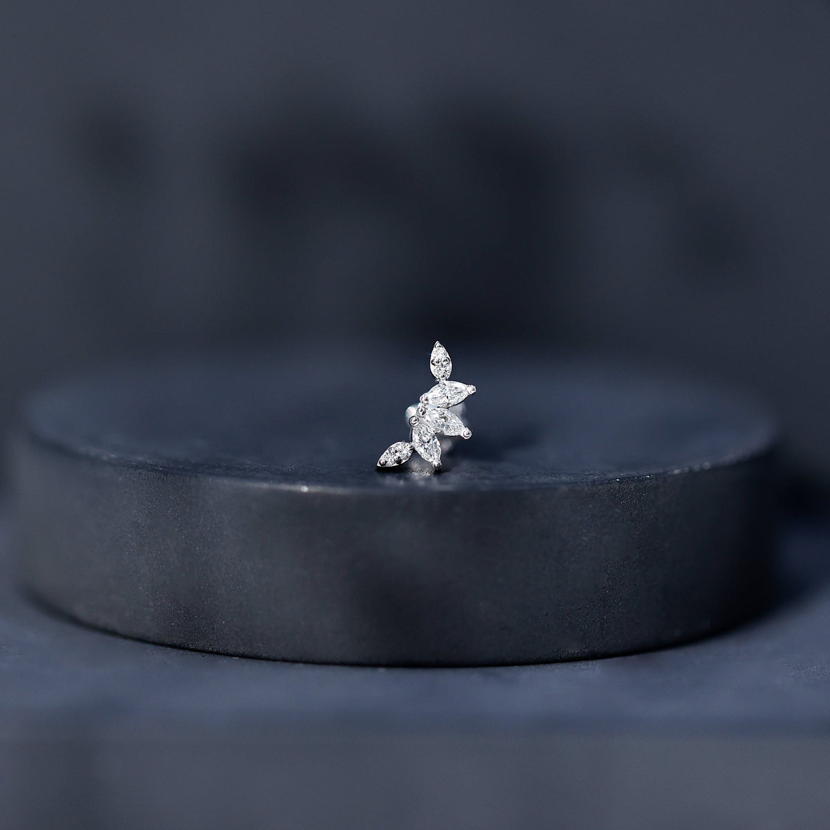 Marquise Diamond Leaf Crawler Earring for Helix Piercing