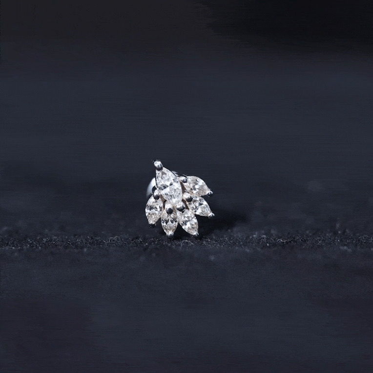 Marquise Diamond Leaf Cluster Helix Earring