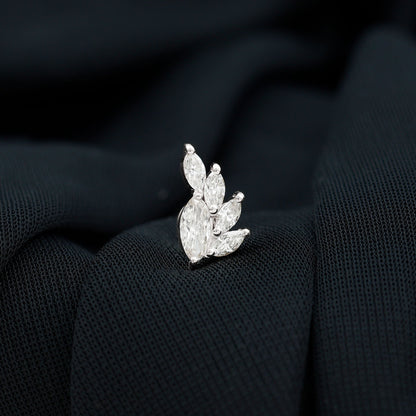 Marquise Diamond Cluster Helix Earring with Flat Back