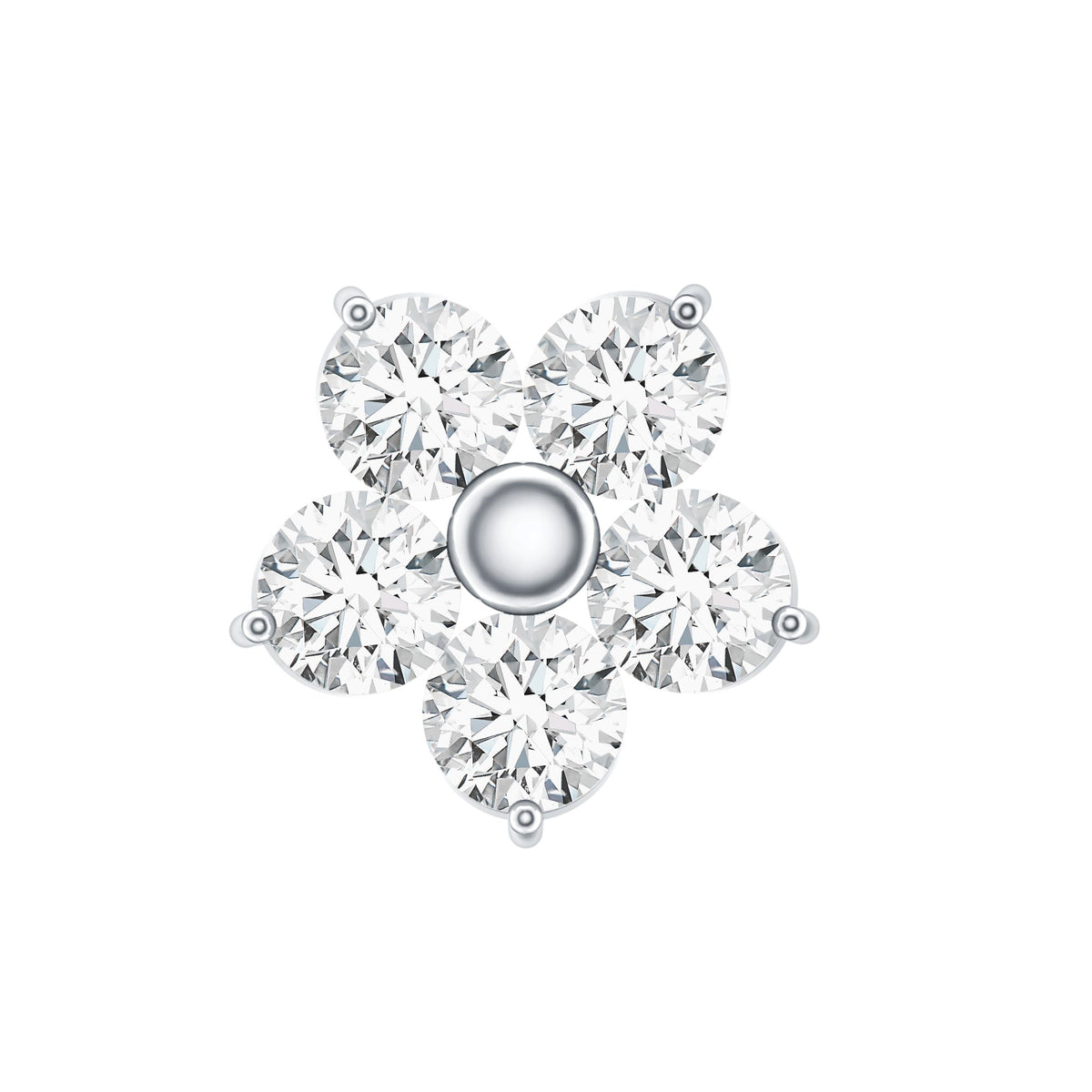 Minimalist Diamond Flower Tragus Earring with Flat Back