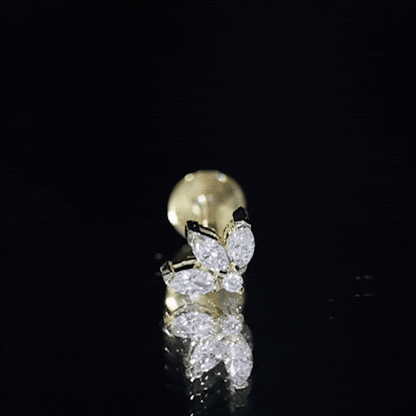 Marquise Diamond Lotus Earring for Cartilage Piercing