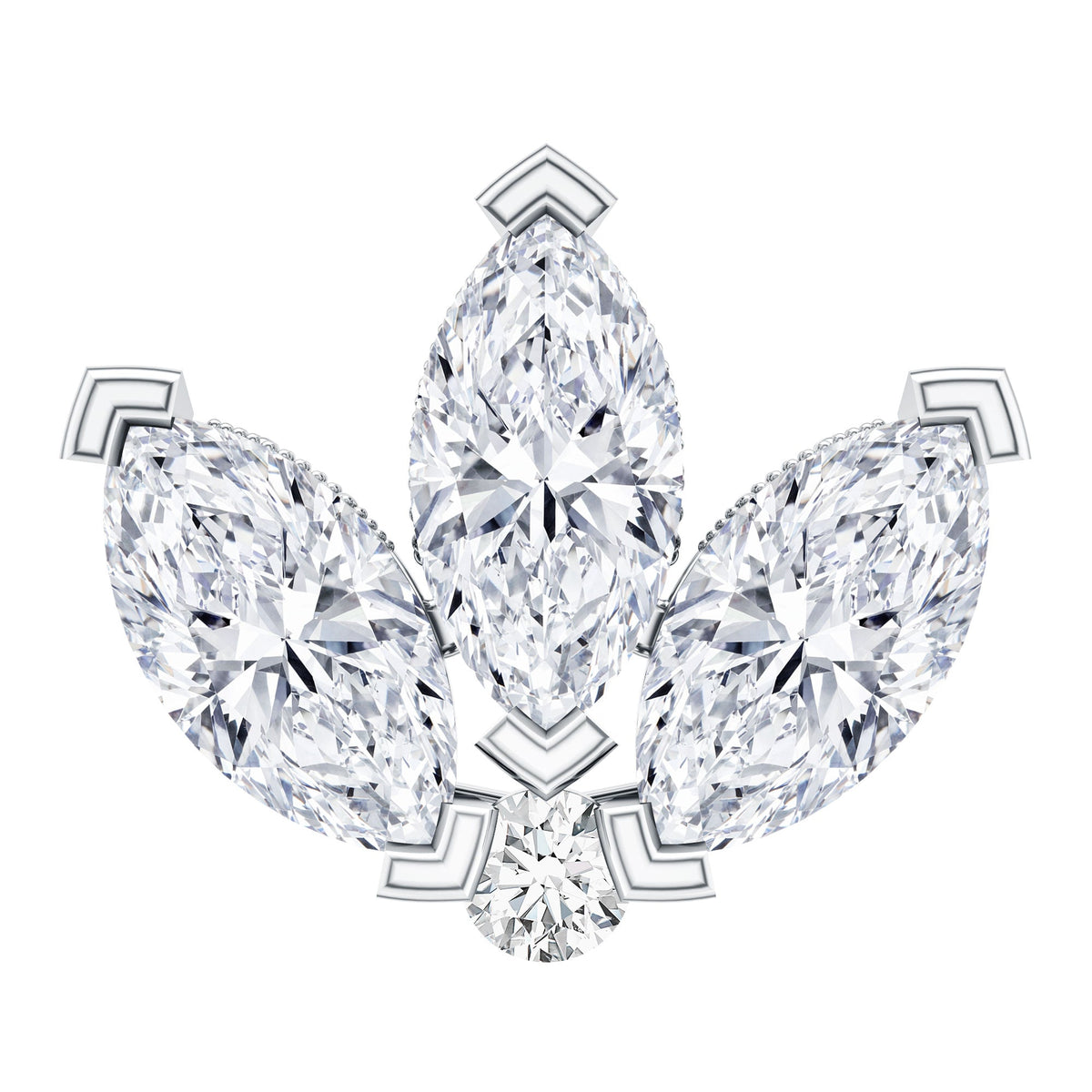 Marquise Diamond Lotus Earring for Cartilage Piercing