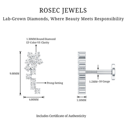 Diamond Floral Cluster Earring for Helix Piercing