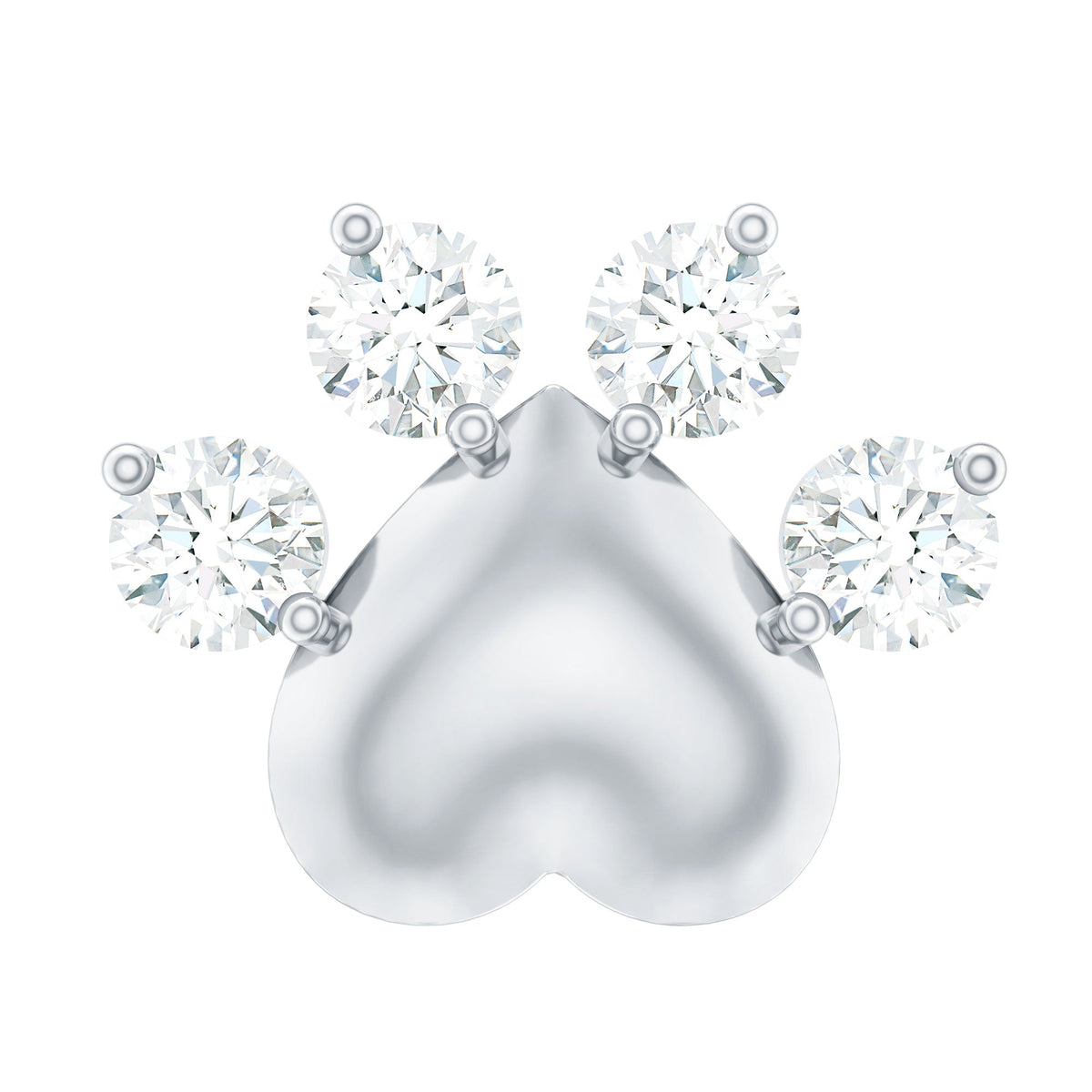 Diamond and Heart Dog Paw Print Cartilage Earring