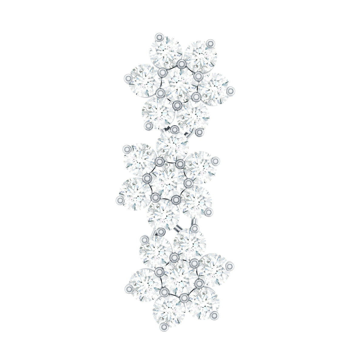 Diamond Three Flower Crawler Earring for Helix Piercing