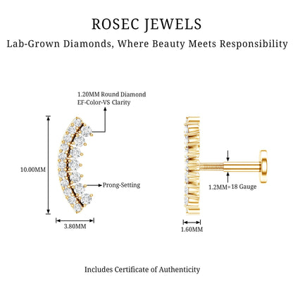 Certified Diamond Curved Cartilage Earring for Women